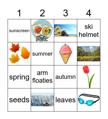 SEASONS Bingo Card