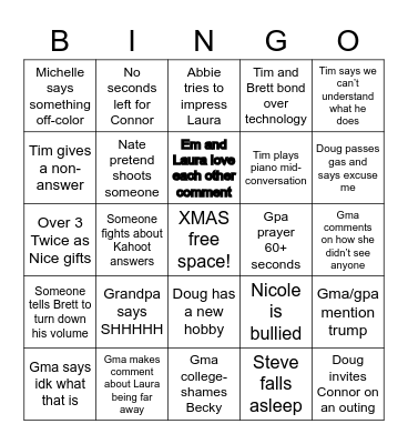 Xmas Bingo Card