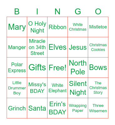 KREWEMAS! Bingo Card