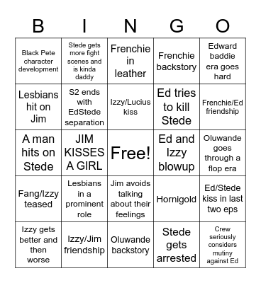 Season 2 OFMD Bingo Card