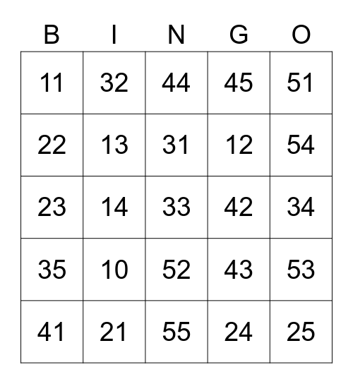 Coping Skills Bingo Card