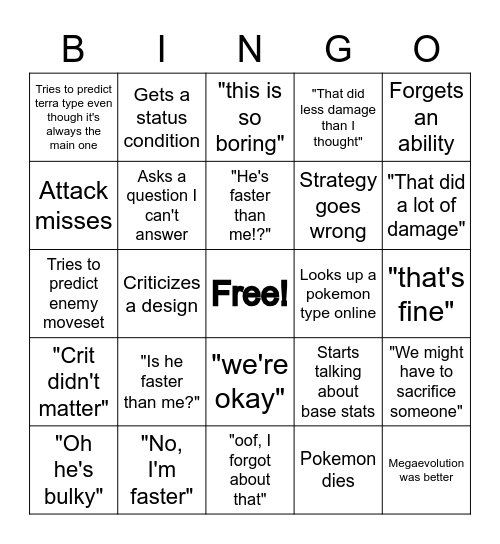 Flash stream bingo Card