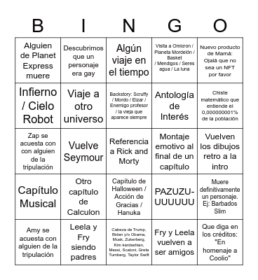 FUTURAMA EN HULU Bingo Card