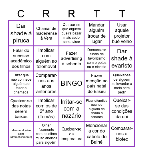 BINGARROTT Bingo Card