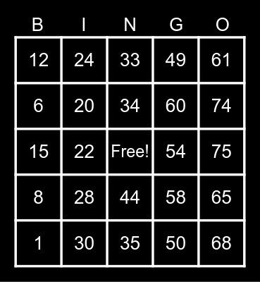 Carl Pogi Bingo Card