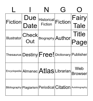 Library Lingo! Bingo Card