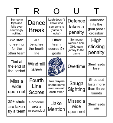 Steelheads Bingo Card