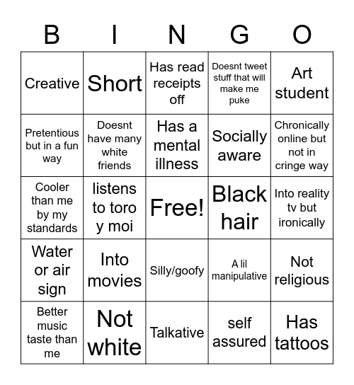 Mocie’s type 2022 Bingo Card