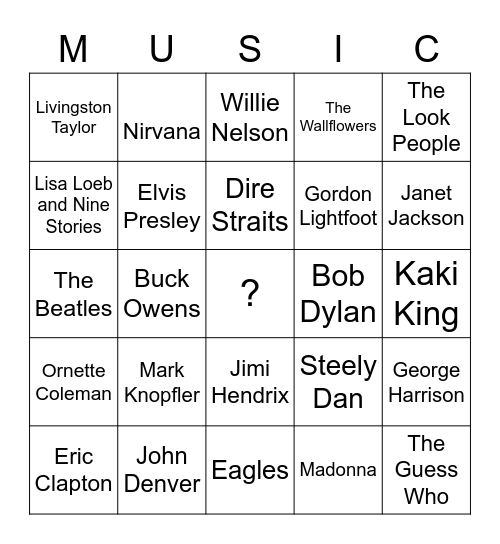 What Music Do You Have in Common With ___@dteb_? Bingo Card