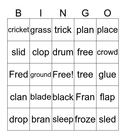 L and R blends Bingo Card