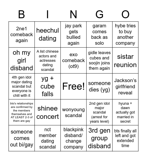 2023 Bingo Card Bingo Card