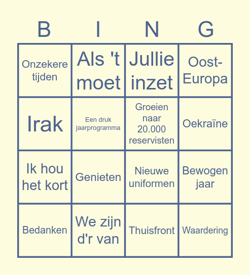 Charlie Compagnie Bingo Card