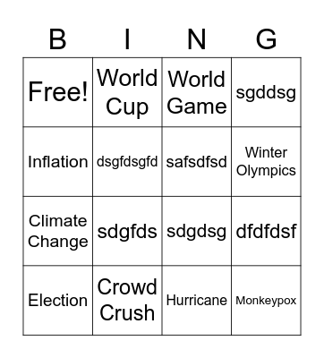 2022 Parade Bingo Card