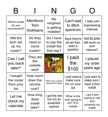 Call Bingo Card