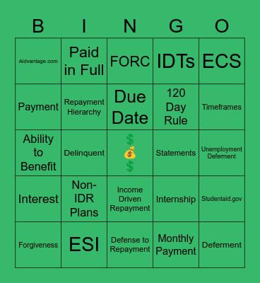 💰💲💰💲💰💲💰 Bingo Card
