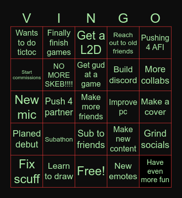 VTUBER NU YEAR VINGO Bingo Card