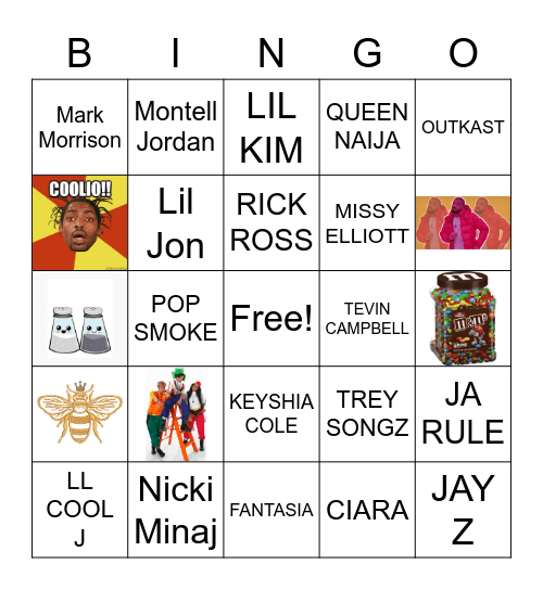 NYE 2022 Hip Hop and R&B Bingo Card