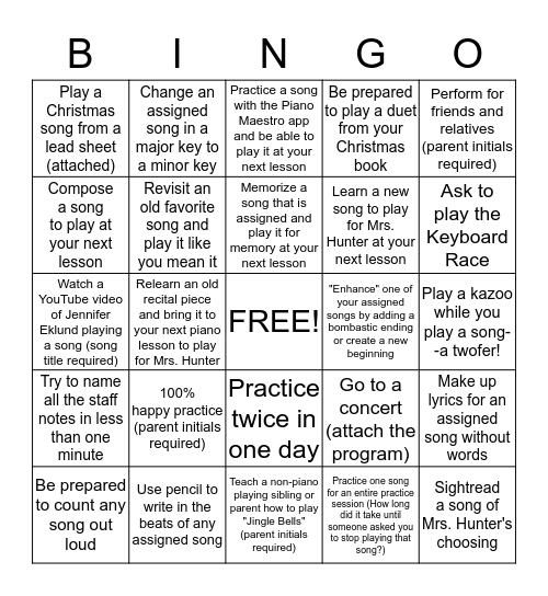 RING IN 2016 Practice Contest Bingo Card