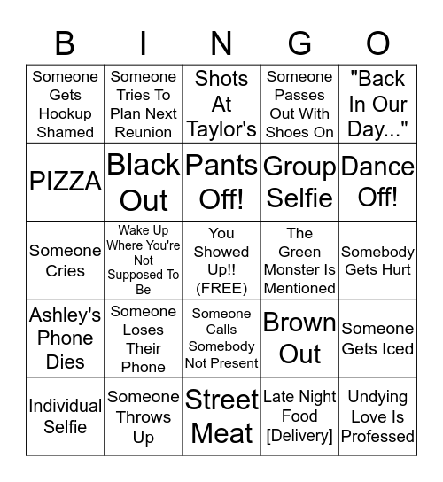 Schlampe Bingo Card
