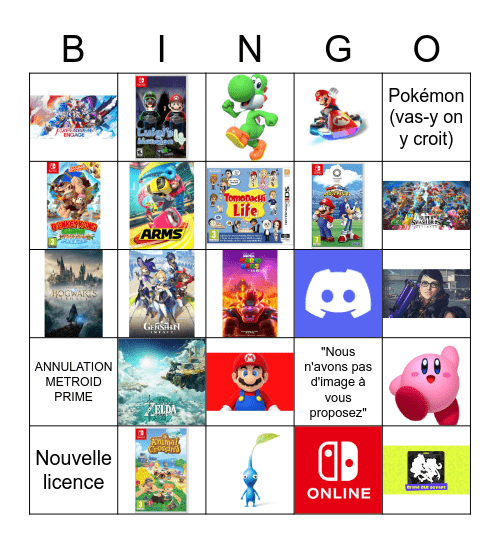 Nintendo direct Bingo Card