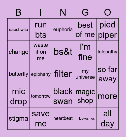 minieslildimple Bingo Card