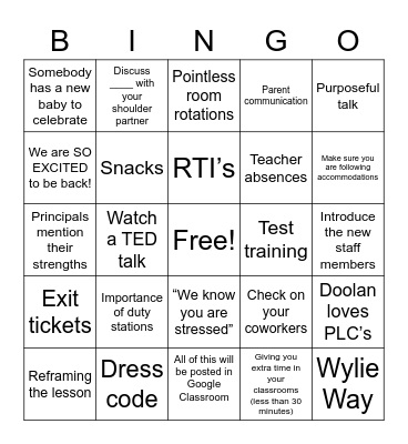 PD Bingo Card