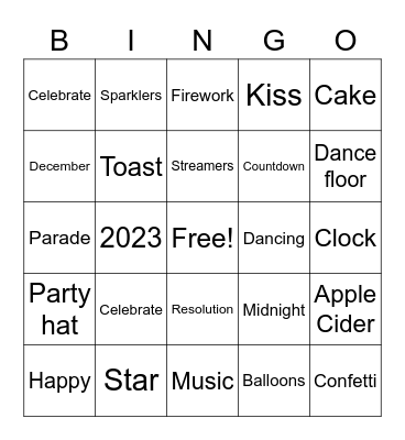 New Year Bingo Card