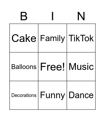 La'Myahs Birthday Bingo Card
