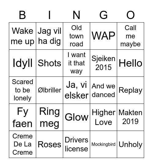 Nyttårsbingo Card