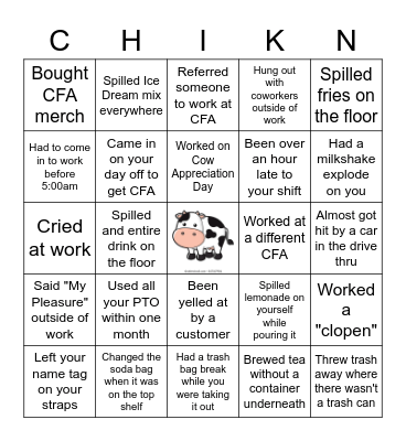 CFA Bingo Card