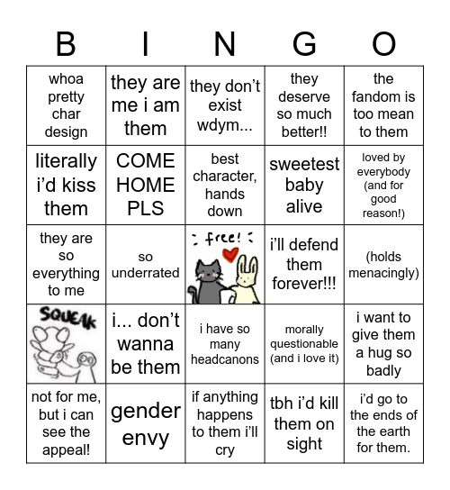 character opinion bingo! Bingo Card