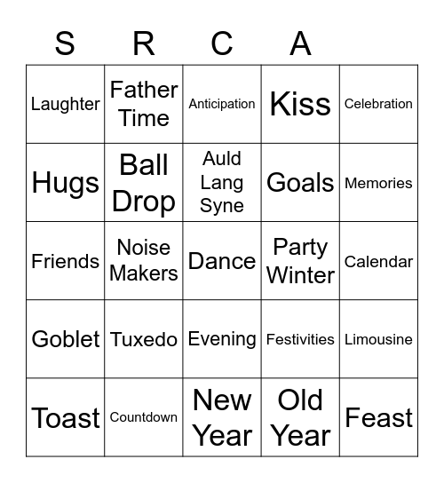 New Years Bingo Card