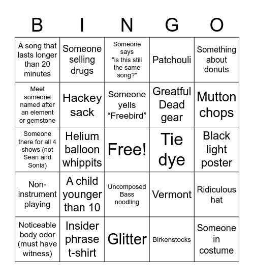 Phingo Bingo Card