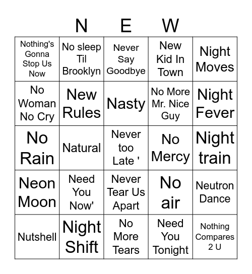 N Bingo Card