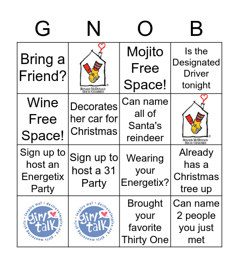 Girls Night Out Bingo!  Bingo Card