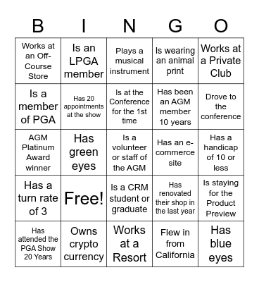 AGM Networking Bingo: Find Someone Who... Bingo Card