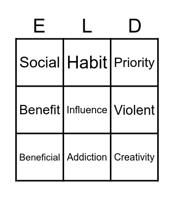 BINGO  E3D-V1:I1 Bingo Card