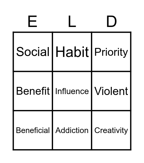 BINGO  E3D-V1:I1 Bingo Card