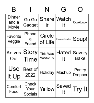 2023 Cooking Bingo! Bingo Card