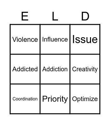 BINGO  E3D-V1:I1 Bingo Card