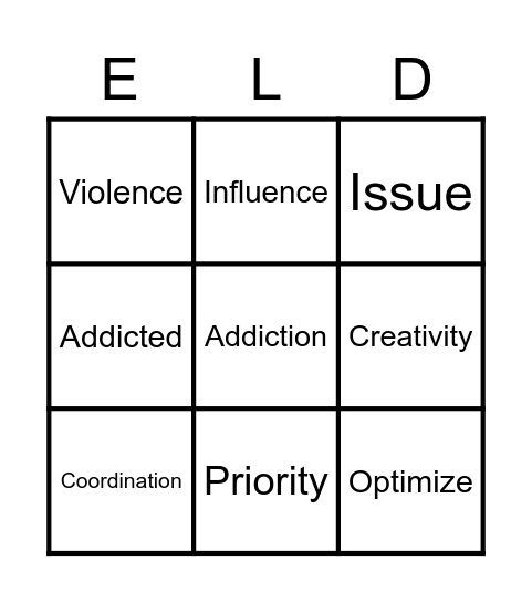 BINGO  E3D-V1:I1 Bingo Card