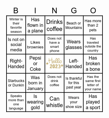 Happy New Years!! Find Someone Who: Bingo Card