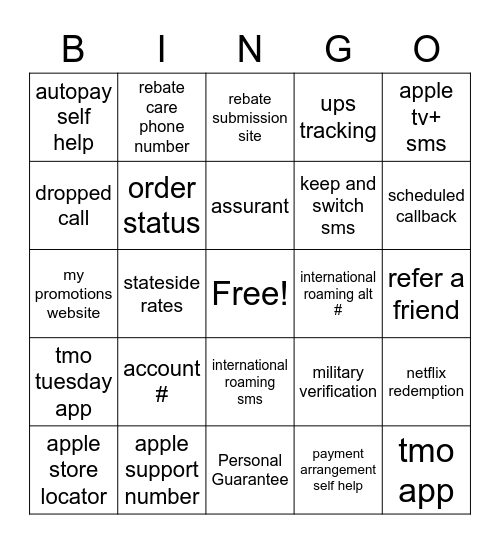 GC SMS FCR CRUSHER Bingo Card