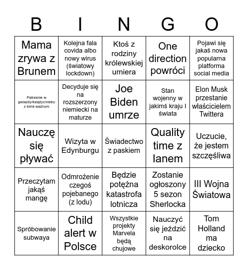 2023 Bingo Card