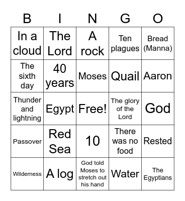 Exodus Bingo Card