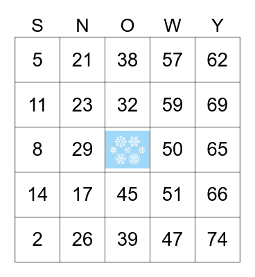 Winter Wonderland Bingo Card