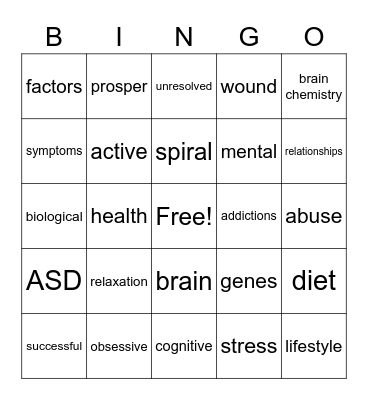 Emotionally Fit for the Healing Journey Bingo Card