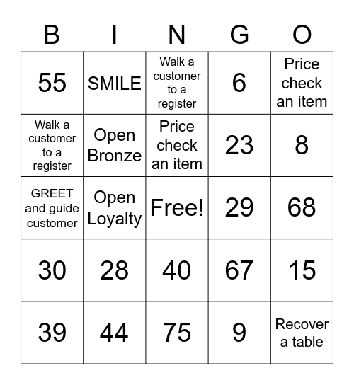 Number Bingo 1-75 Bingo Card