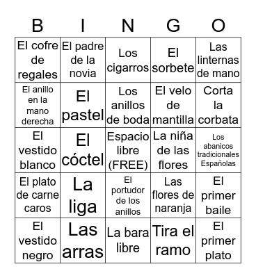 ¡Es una boda! Bingo Card