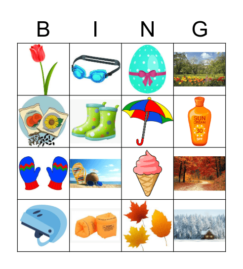 SEASONS Bingo Card